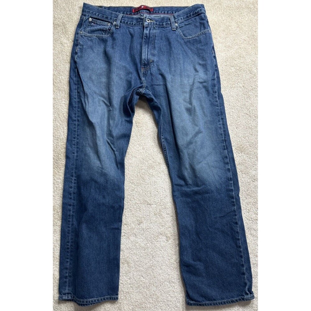 VTG Tommy Hilfiger Jeans Men's Size 38x32 Blue Pocket Embroidered Logo 90s Y2K